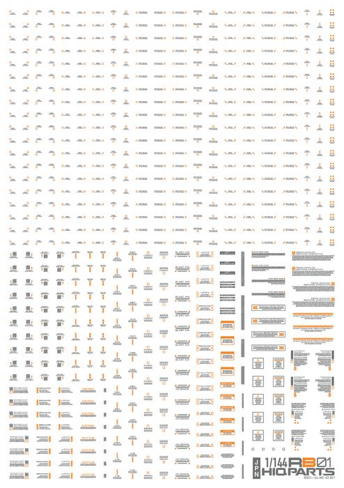 1/144 RB01 Caution Decal Gray & Orange
