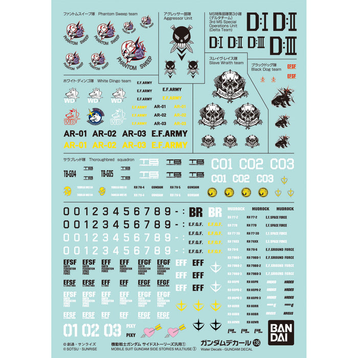 Gundam Decal No.136 for Mobile Suit Gundam Side Stories 1