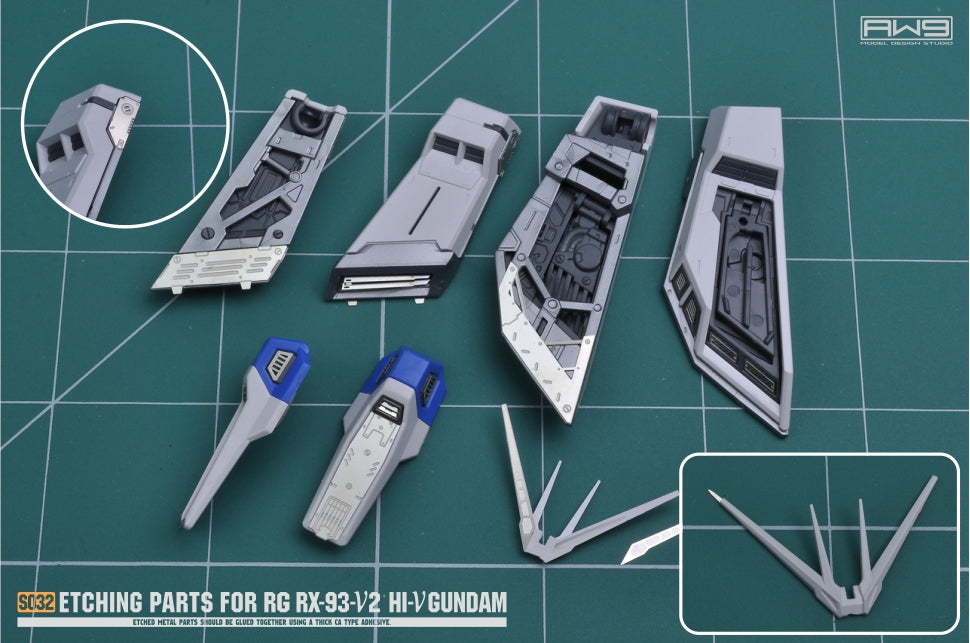AW9-S32 Photo-Etch Parts & Decals for RG Hi-Nu Gundam