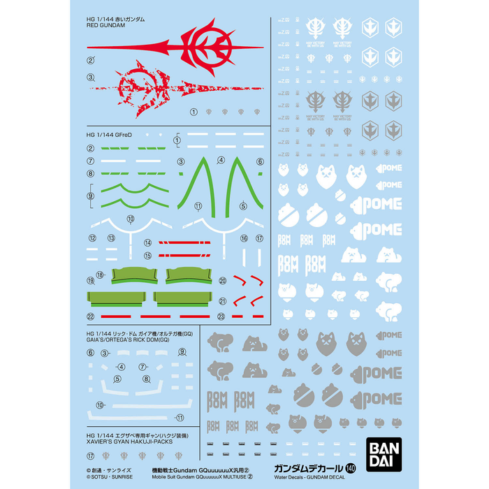 Gundam Decal No.140 Mobile Suit Gundam GQuuuuuuX MULTIUSE 2