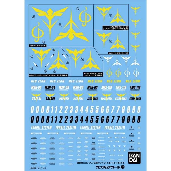 Gundam Decal No.072 for HG 1/144 Neo Zeon Char's Counterattack Ver.