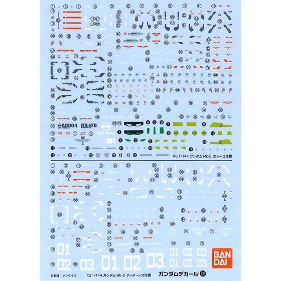 Gundam Decal No.102 for RG 1/144 Gundam Mk-II