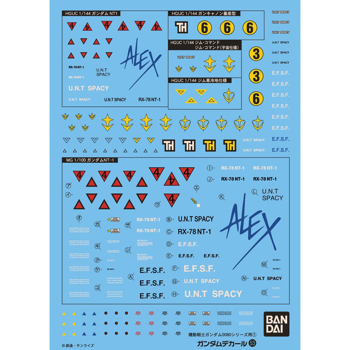 Gundam Decal No.053 for Gundam 0080 Series 1