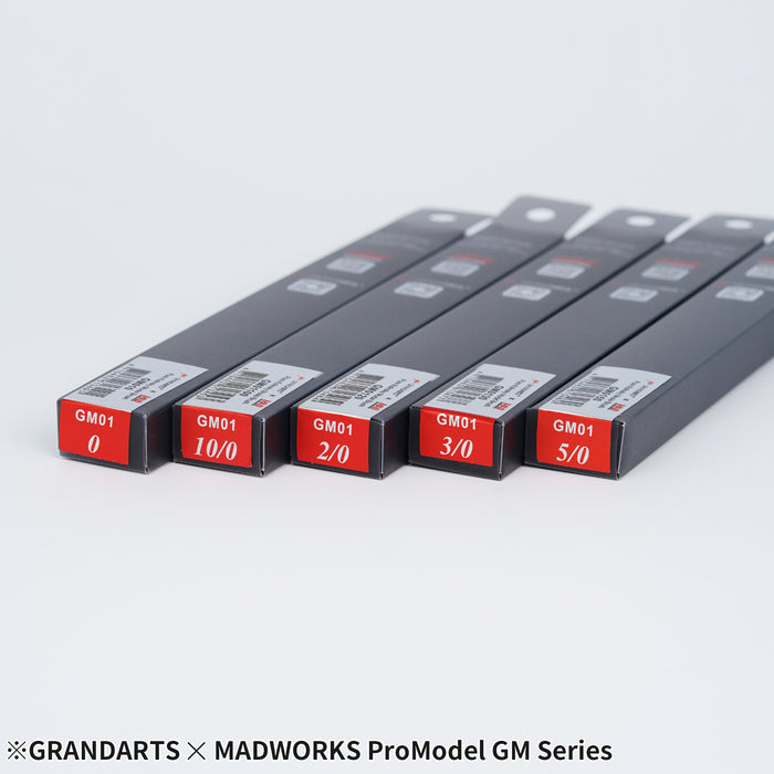 GRANDARTS X MADWORKS Pure Kolinsky Brushes - Set of 5 Sizes: 0, 2/0, 3/0, 5/0, 10/0 (GM-01)
