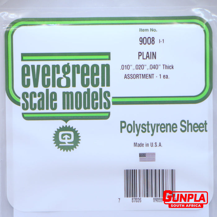 Evergreen 9008 White Sheet Assortment 150x300mm 1 each 0.25, 0.5 and 1mm