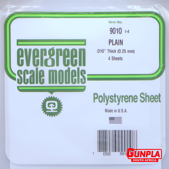 Evergreen 9010 White Sheets 0.25mmx150x300mm 4 pcs