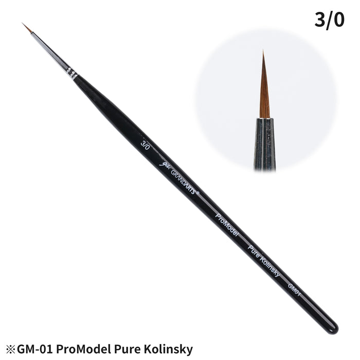 GRANDARTS X MADWORKS Pure Kolinsky Brushes - Set of 5 Sizes: 0, 2/0, 3/0, 5/0, 10/0 (GM-01)