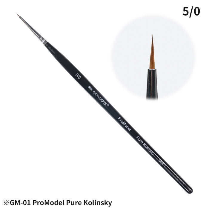 GRANDARTS X MADWORKS Pure Kolinsky Brushes - Set of 5 Sizes: 0, 2/0, 3/0, 5/0, 10/0 (GM-01)