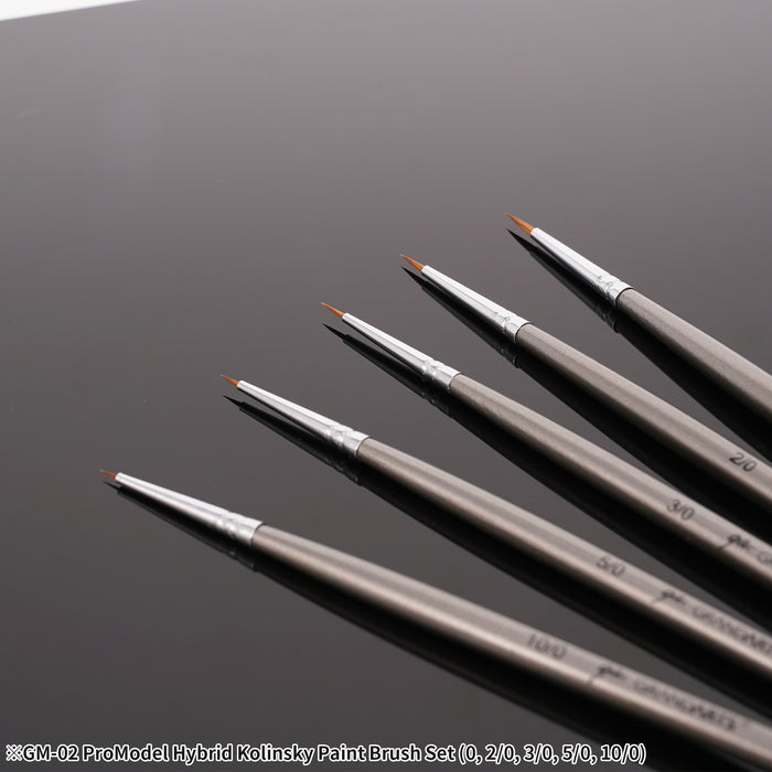 GRANDARTS X MADWORKS Hybrid Kolinsky Brushes - Set of 5 Sizes: 0, 2/0, 3/0, 5/0, 10/0 (GM-02)
