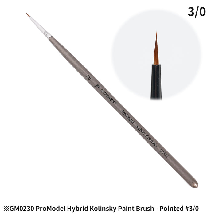 GRANDARTS X MADWORKS Hybrid Kolinsky Brushes - Set of 5 Sizes: 0, 2/0, 3/0, 5/0, 10/0 (GM-02)