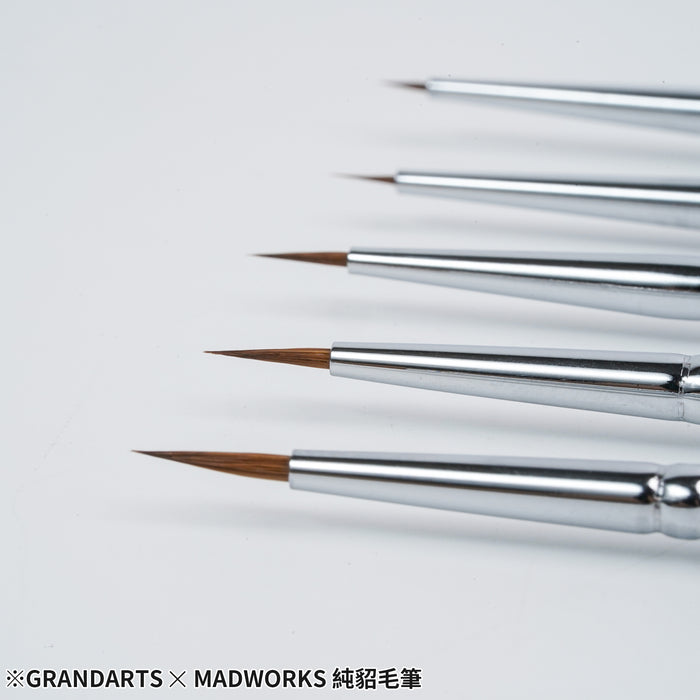 GRANDARTS X MADWORKS Pure Kolinsky Brushes - Set of 5 Sizes: 0, 2/0, 3/0, 5/0, 10/0 (GM-01)