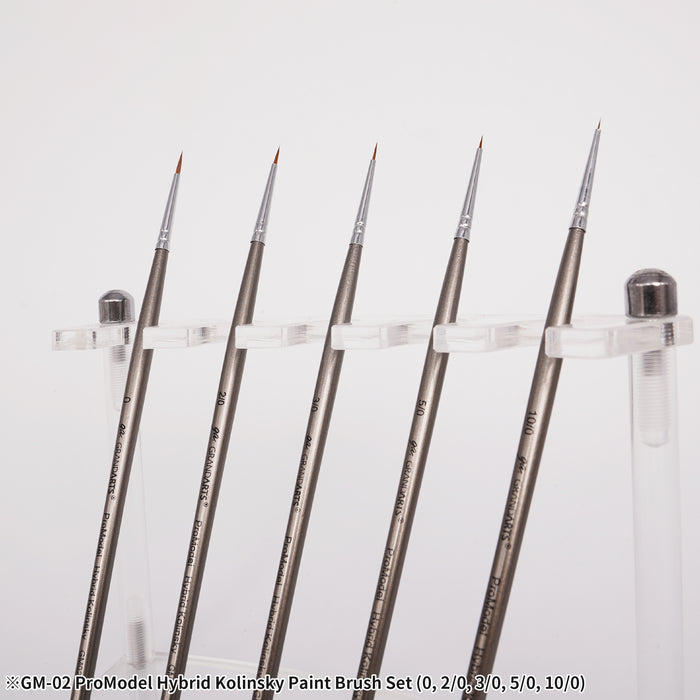 GRANDARTS X MADWORKS Hybrid Kolinsky Brushes - Set of 5 Sizes: 0, 2/0, 3/0, 5/0, 10/0 (GM-02)