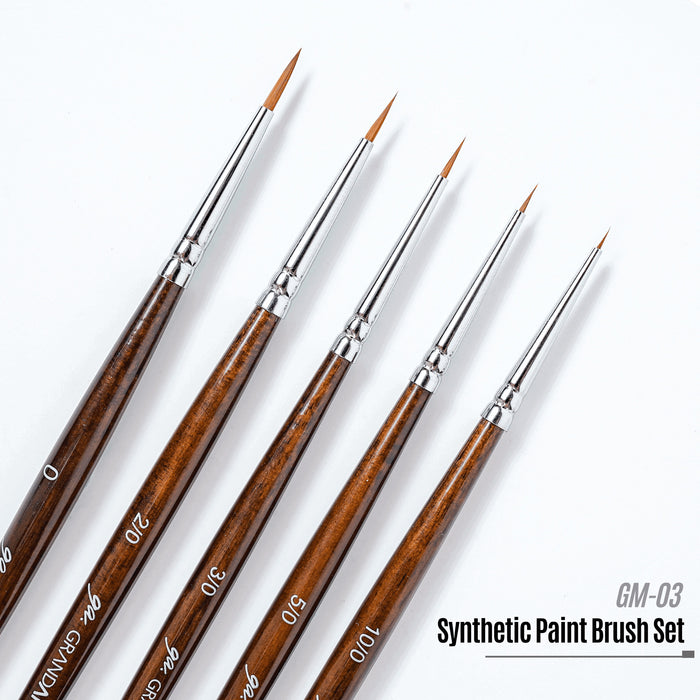 GRANDARTS X MADWORKS Synthetic Brushes - Set of 5 Sizes: 0, 2/0, 3/0, 5/0, 10/0 (GM-03)