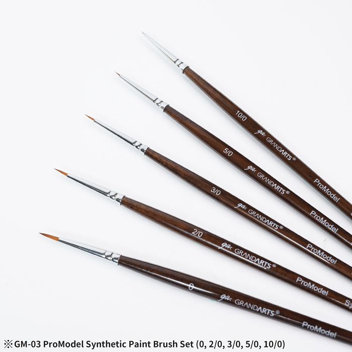 GRANDARTS X MADWORKS Synthetic Brushes - Set of 5 Sizes: 0, 2/0, 3/0, 5/0, 10/0 (GM-03)