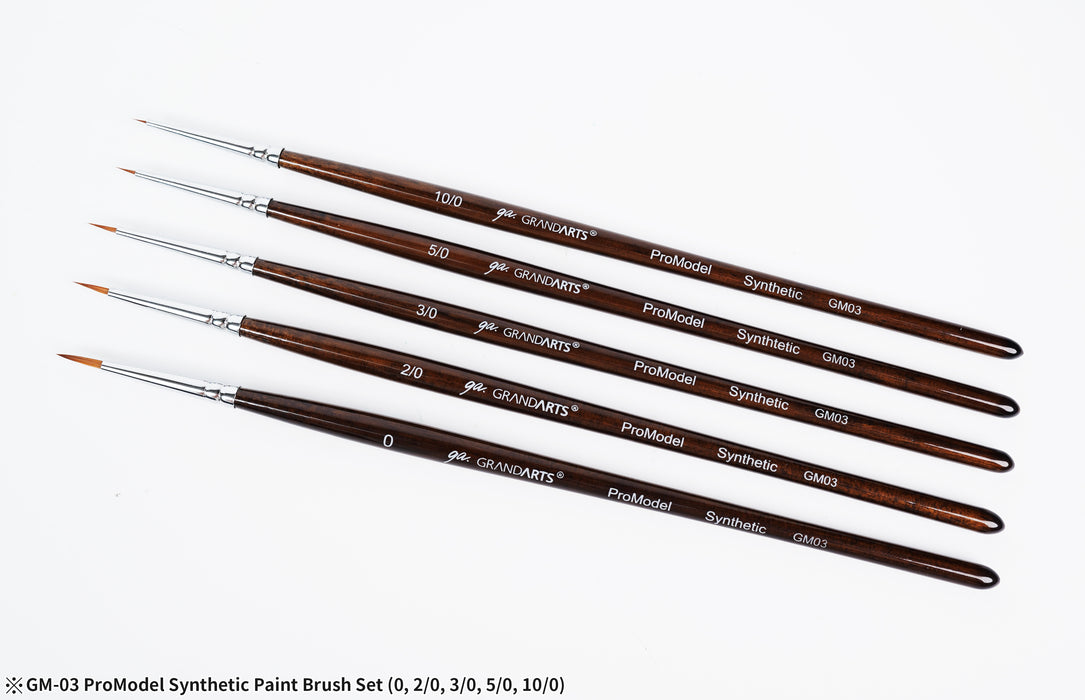 GRANDARTS X MADWORKS Synthetic Brushes - Set of 5 Sizes: 0, 2/0, 3/0, 5/0, 10/0 (GM-03)