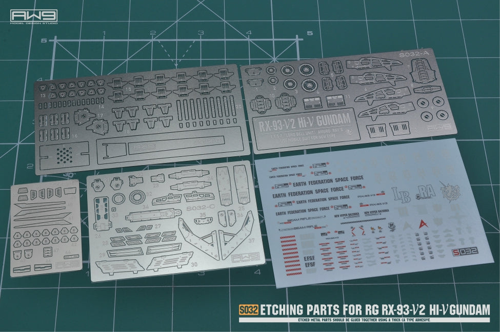 AW9-S32 Photo-Etch Parts & Decals for RG Hi-Nu Gundam