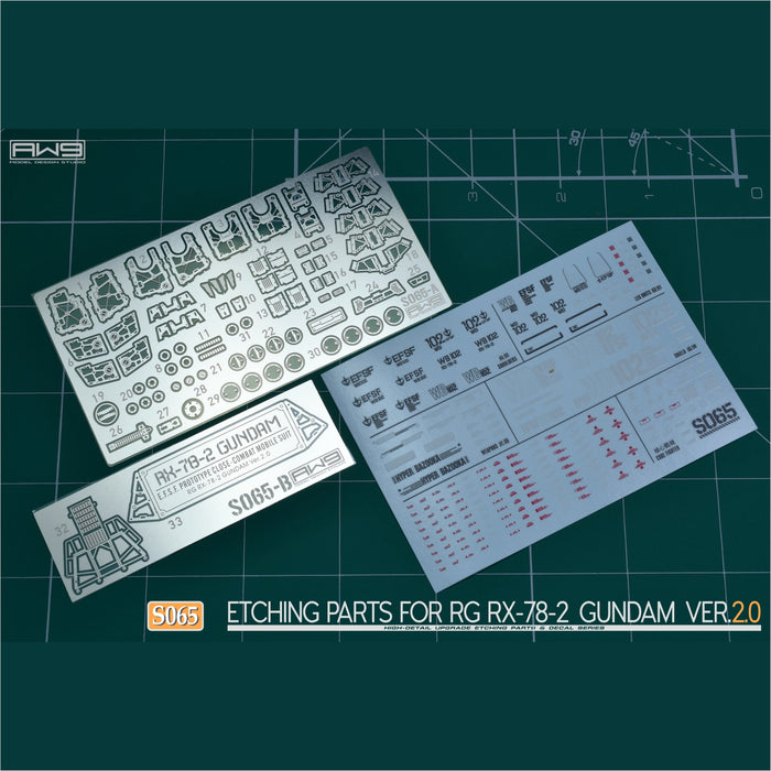 AW9 Photo-Etch Parts & Decals for RG RX-78-2 Gundam Ver.2.0 (AW9-S65)