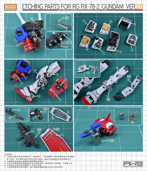 AW9 Photo-Etch Parts & Decals for RG RX-78-2 Gundam Ver.2.0 (AW9-S65)