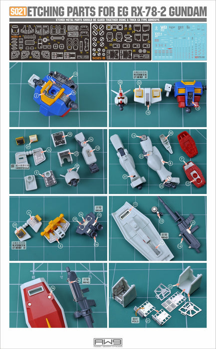 AW9-S21 Photo-Etch Parts & Decals for EG RX-78-2 Gundam