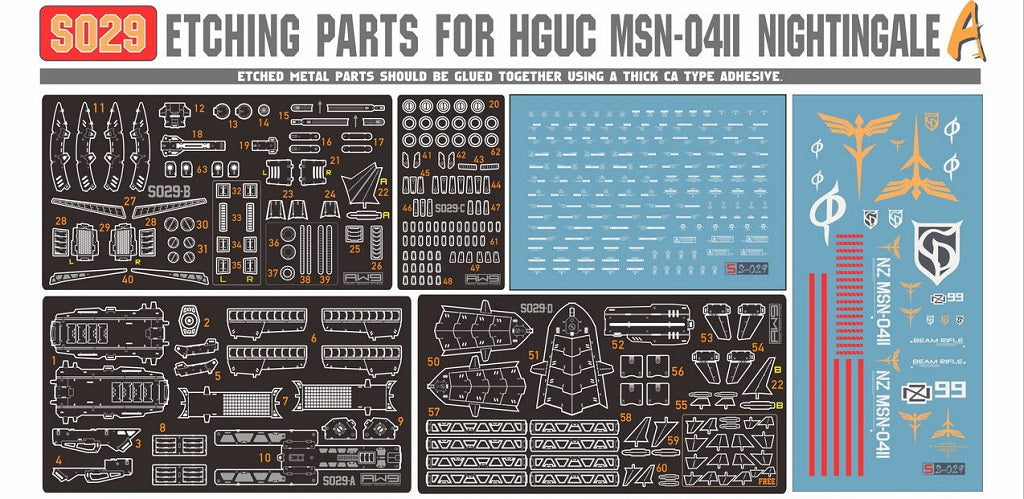 AW9 Photo-Etch Parts & Decals for HG Nightingale (AW9-S29)